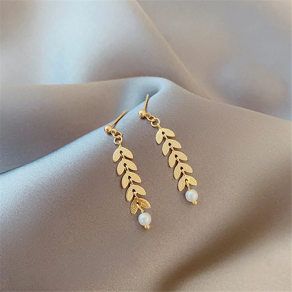 סט שרשרת צמיד ועגלים חיטה ופנינה - Pearl Wheat