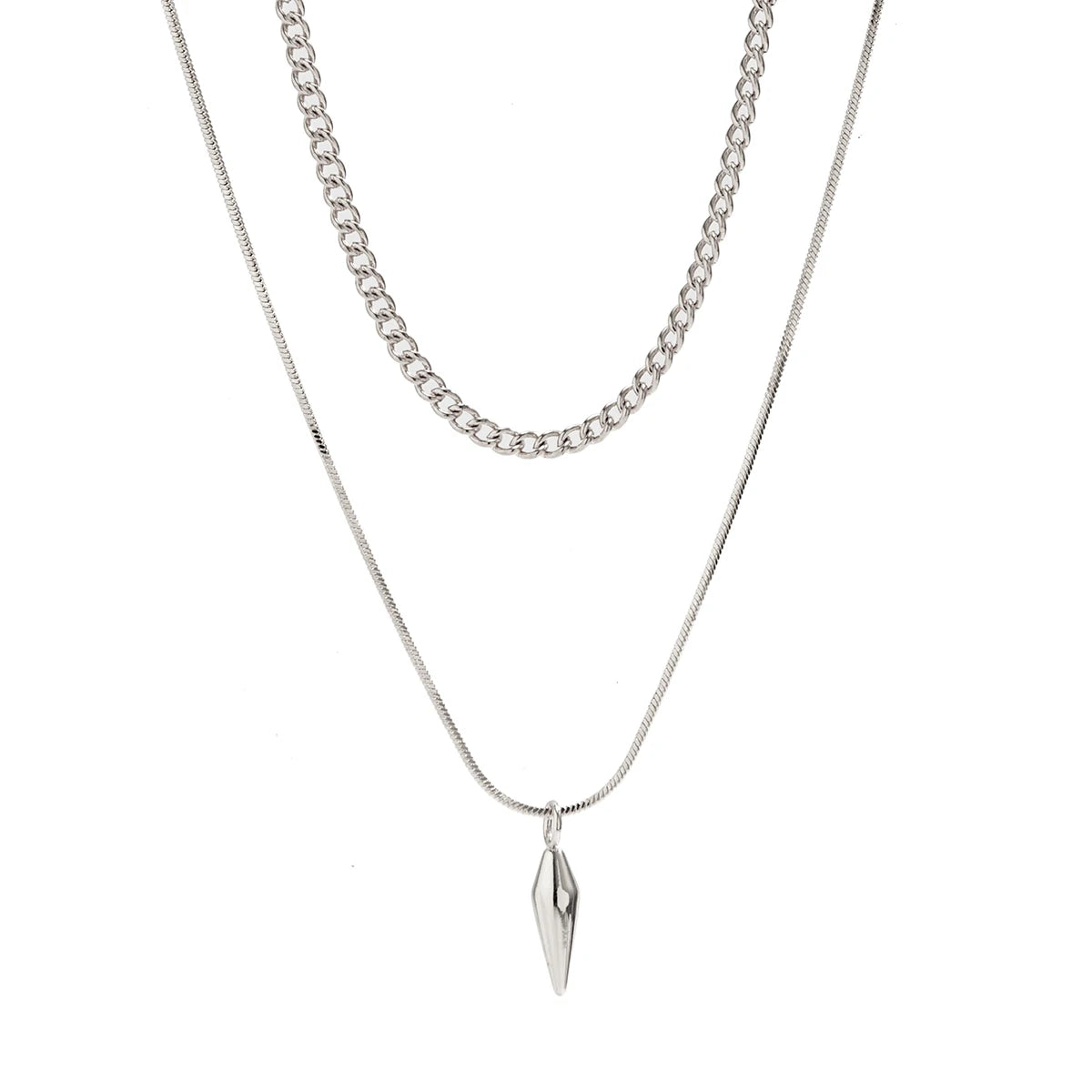 סט 2 שרשראות ותליון Silver Serpent & Spike
